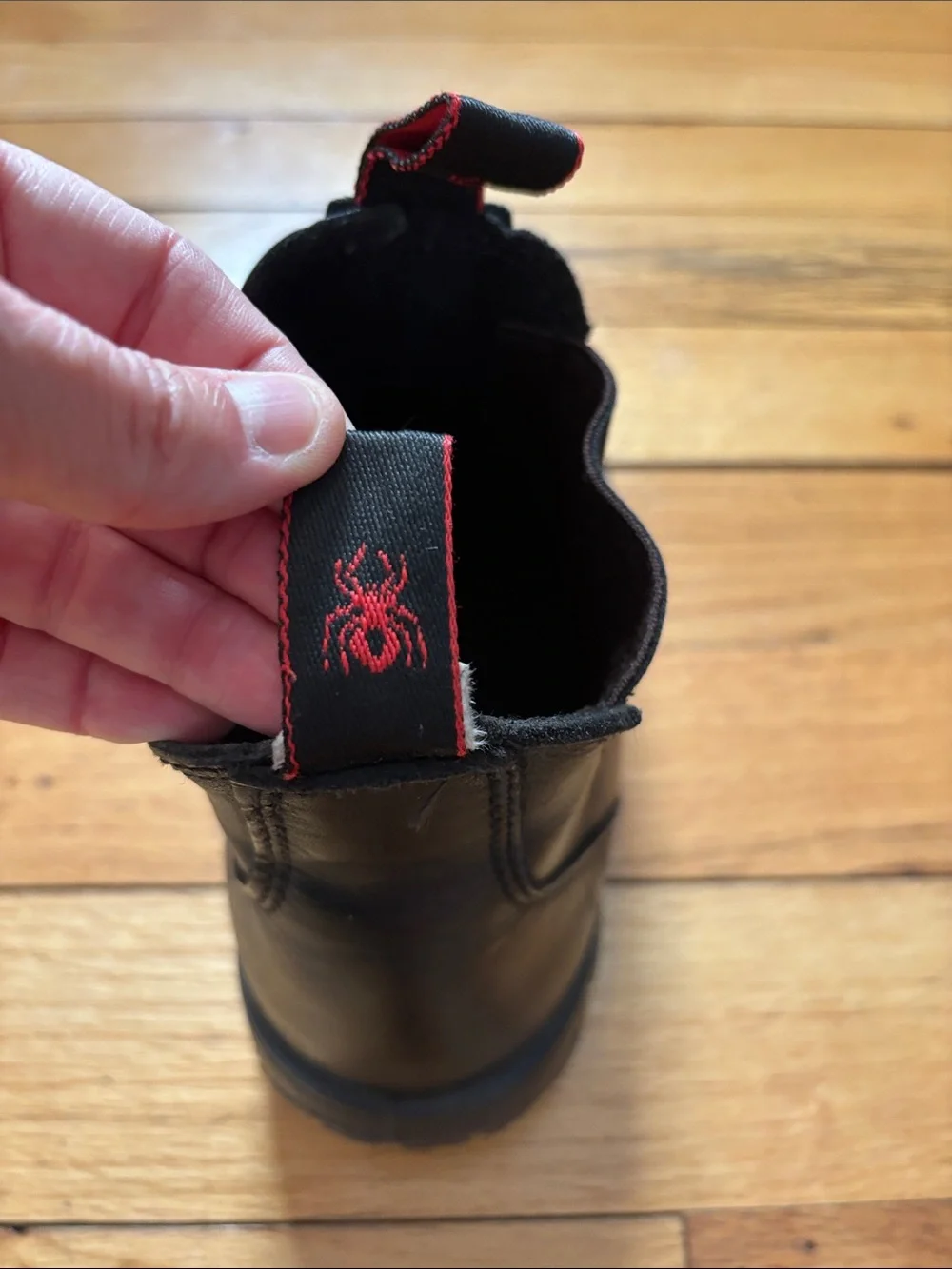 Black Slip-On Redback Boots with Red Pull Tabs
